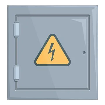 Grey metallic electrical panel with high voltage sign is warning about danger Stock Illustration