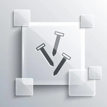 Grey Metallic nails icon isolated on grey background. Square glass panels. .. Stock Illustration
