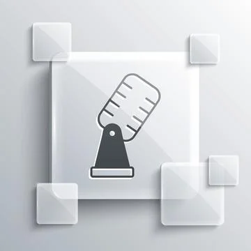 Grey Microphone icon isolated on grey background. On air radio mic micropho.. Stock Illustration