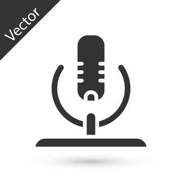 Grey Microphone icon isolated on white background. On air radio mic microphon Illustrazione stock