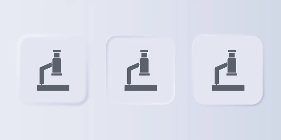 Grey Microscope icon isolated on grey background. Chemistry, pharmaceutical.. Stock Illustration