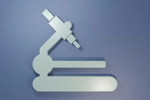 Grey Microscope icon isolated on purple-blue background. Chemistry, pharmac.. Stock Photos