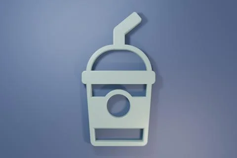 Grey Milkshake icon isolated on purple-blue background. Plastic cup with li.. Stock Illustration