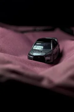 Grey Mitsubishi Evolution close up Stockfoto's
