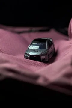 Grey Mitsubishi Evolution close up Stockfoto's