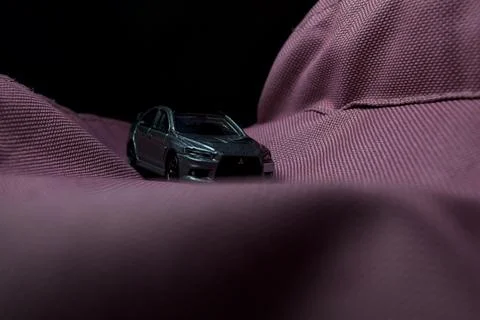 Grey Mitsubishi Evolution close up Fotos Stock