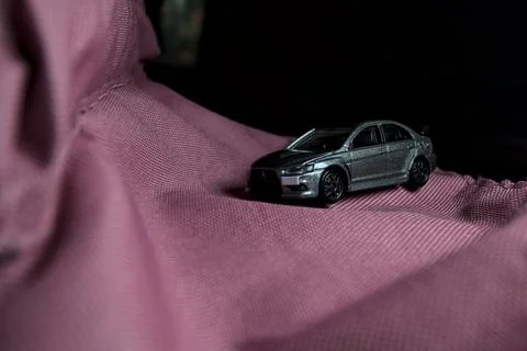 Grey Mitsubishi Evolution close up Fotos Stock