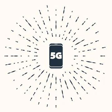 Grey Mobile with 5G new wireless internet wifi icon isolated on beige backgro イラスト素材