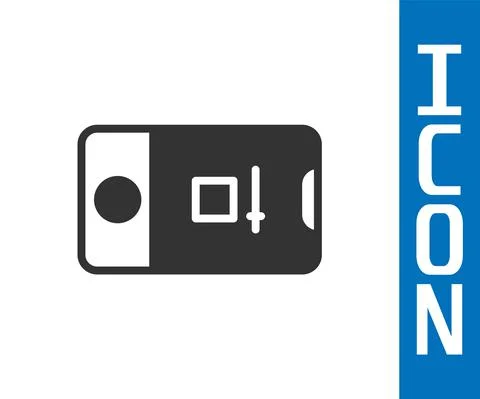 Grey Mobile phone with record frame camera icon isolated on white background Stock Illustration
