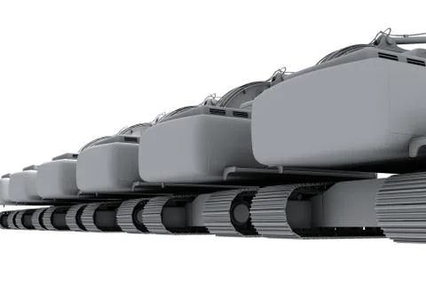 Grey models of the diggers Stock Photos