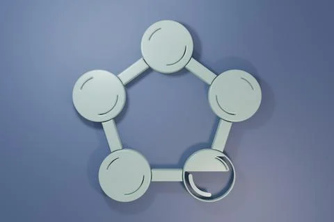 Grey Molecule icon isolated on purple-blue background. Structure of molecul.. Stock Illustration