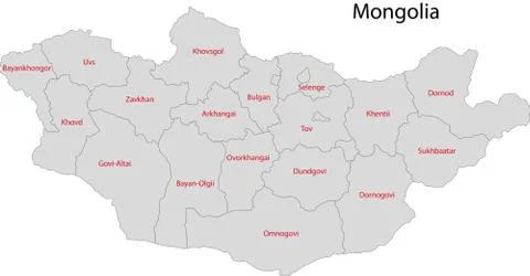 Grey Mongolia map Stock Illustration