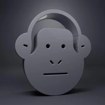 Grey Monkey icon isolated on grey background. Animal symbol. Minimalism con.. Stock Illustration