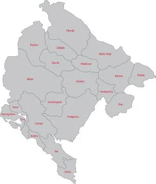Grey Montenegro map Stock Illustration