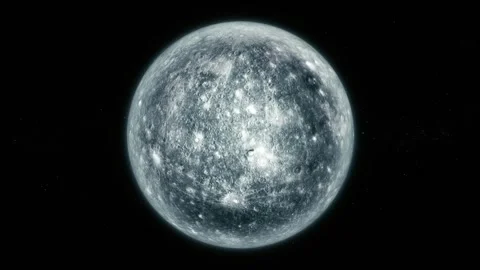 Grey moon-like planet isolated on a black space background with detailed su.. Stock Footage 340389462