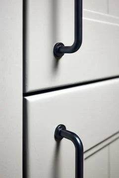 Grey moss solid ash wood painted cupboard cabinet doors modern interior with Stock Photos