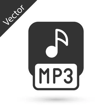 Grey MP3 file document. Download mp3 button icon isolated on white background Illustrazione stock