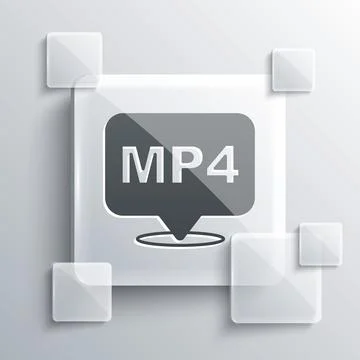 Grey MP4 file document. Download mp4 button icon isolated on grey backgroun.. Stock Illustration