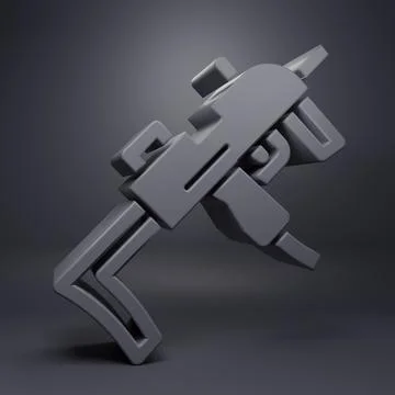 Grey MP9 submachine gun icon isolated on grey background. Automatic weapon... Stock Illustration