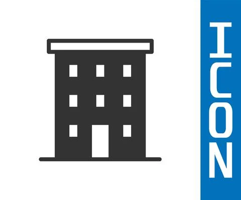 Grey Multi storey building icon isolated on white background. Vector Ilustración de archivo