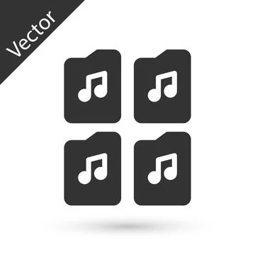 Grey Music file document icon isolated on white background. Waveform audio file Stock Illustration