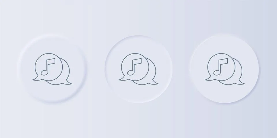 Grey Musical note in speech bubble icon isolated on grey background. Music .. Stock Illustration