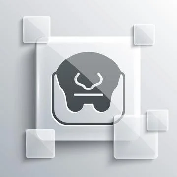 Grey Mustache and beard icon isolated on grey background. Barbershop symbol.  Stock Illustration