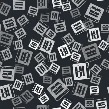 Grey MySQL code icon isolated seamless pattern on black background. HTML Code Stock Illustration