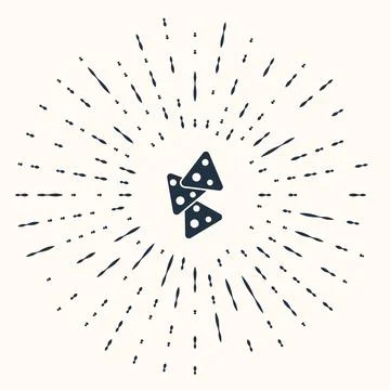 Grey Nachos icon isolated on beige background. Tortilla chips or nachos Stock Illustration