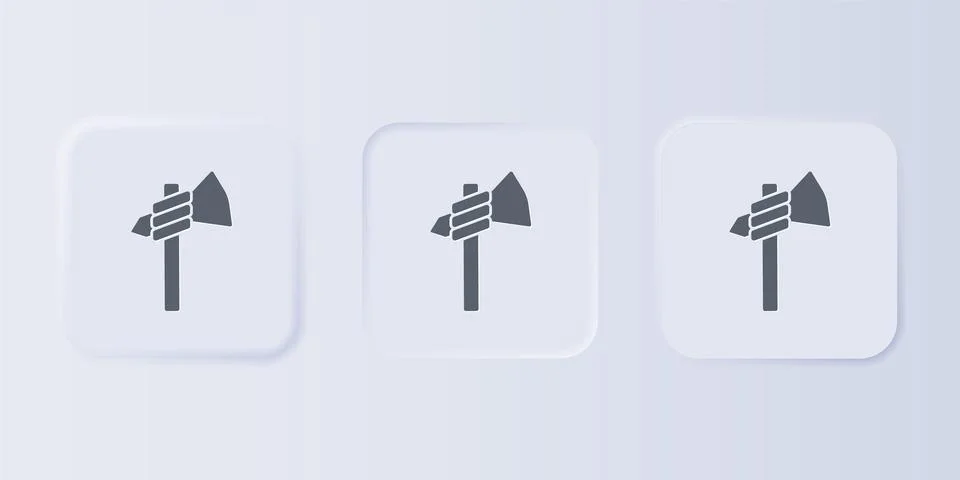 Grey Native american tomahawk axe icon isolated on grey background. Set ico.. Stock Illustration