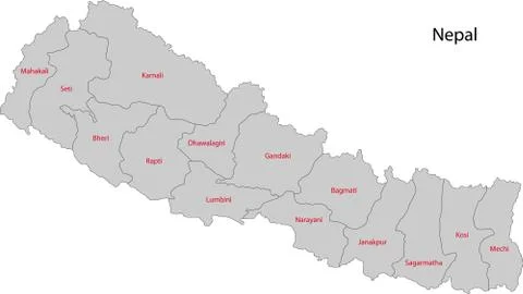 Grey Nepal map Stock Illustration