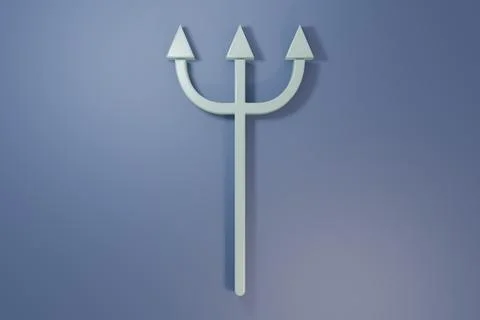 Grey Neptune Trident icon isolated on purple-blue background. Minimalism co.. イラスト素材
