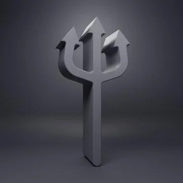 Grey Neptune Trident icon isolated on grey background. Happy Halloween part.. Stock Illustration