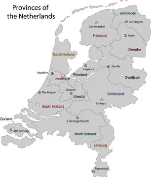 Grey Netherlands map Stock Illustration