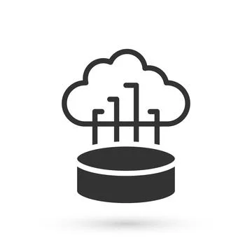 Grey Network cloud connection icon isolated on white background. Social Illustrazione stock