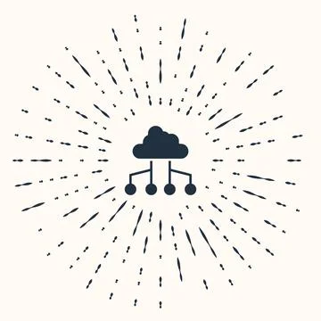 Grey Network cloud connection icon isolated on beige background. Social tec.. Illustrazione stock