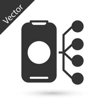 Grey Neural network icon isolated on white background. Artificial intelligence Stock Illustration