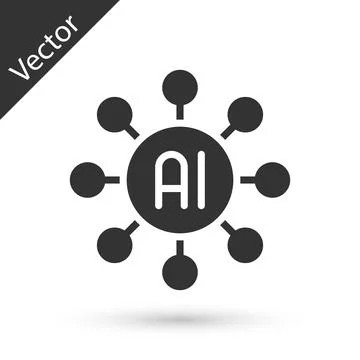Grey Neural network icon isolated on white background. Artificial intelligence Stock Illustration