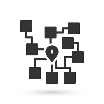 Grey Neural network icon isolated on white background. Artificial intelligence Illustrazione stock