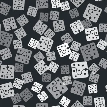 Grey Neural network icon isolated seamless pattern on black background Illustrazione stock