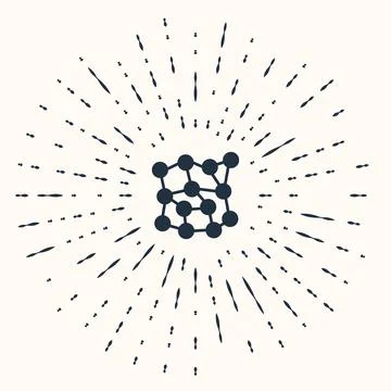Grey Neural network icon isolated on beige background. Artificial intelligence Stock Illustration
