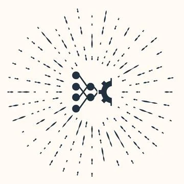 Grey Neural network icon isolated on beige background. Artificial intelligence Stock Illustration