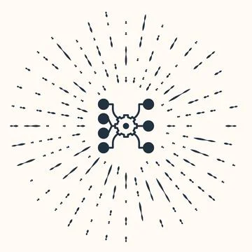 Grey Neural network icon isolated on beige background. Artificial intelligence Illustrazione stock