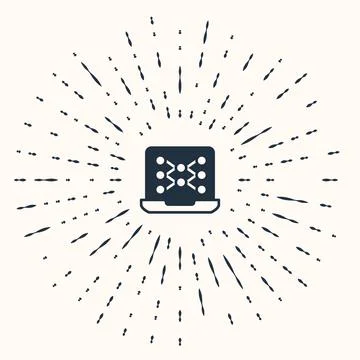 Grey Neural network icon isolated on beige background. Artificial intelligence Stock Illustration