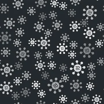 Grey Neural network icon isolated seamless pattern on black background 스톡 일러스트