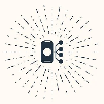 Grey Neural network icon isolated on beige background. Artificial intelligence 스톡 일러스트