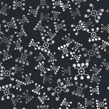 Grey Neural network icon isolated seamless pattern on black background Illustrazione stock