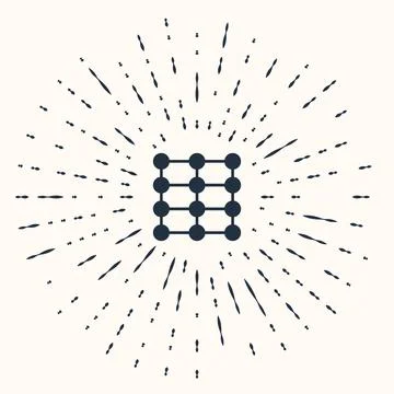 Grey Neural network icon isolated on beige background. Artificial intellige.. Stock Illustration