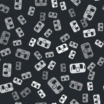 Grey New chat messages notification on phone icon isolated seamless pattern on 스톡 일러스트