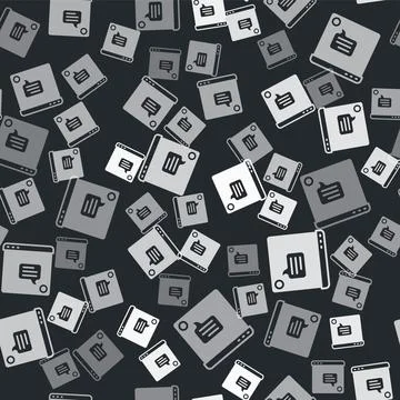 Grey New chat messages notification icon isolated seamless pattern on black.. 库存插图